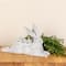 16.5&#x22; Distressed White Decorative Resting Rabbit with Birds Figurine